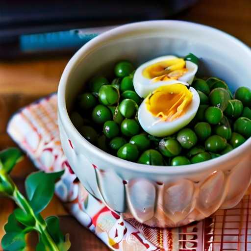Quick and delicious pea salad with eggs